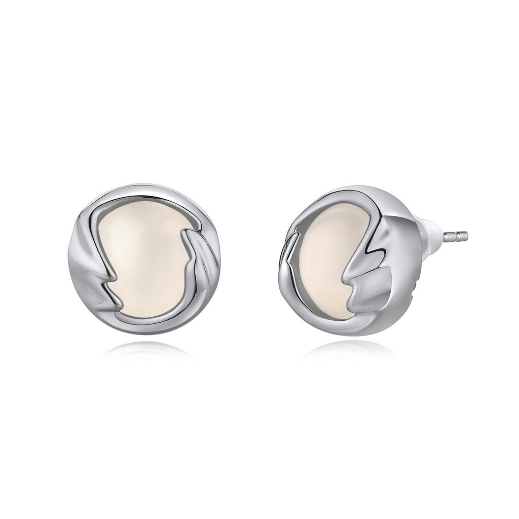Fluid Abstract Metal Studs with Cream Enamel Center