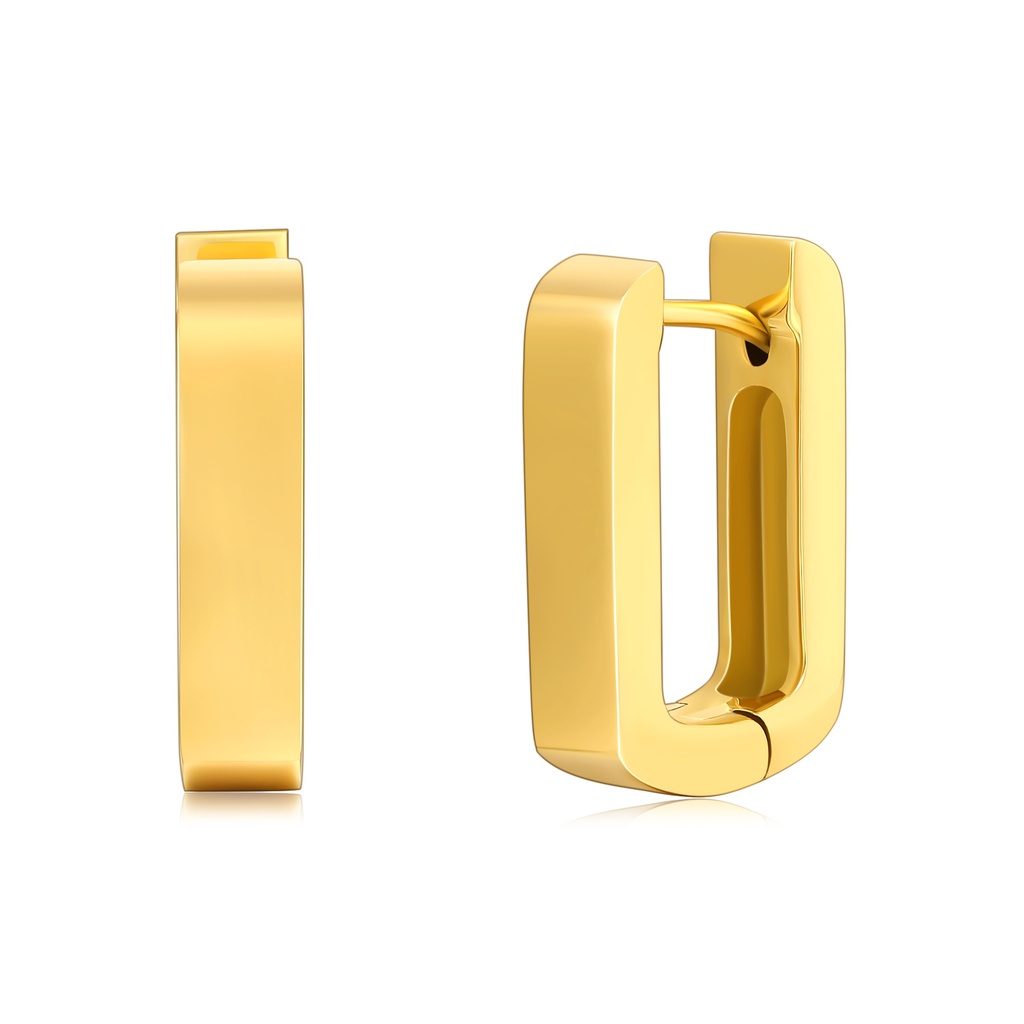 Geometric Gold Stainless Steel Square Hoop Earrings for Everyday Style