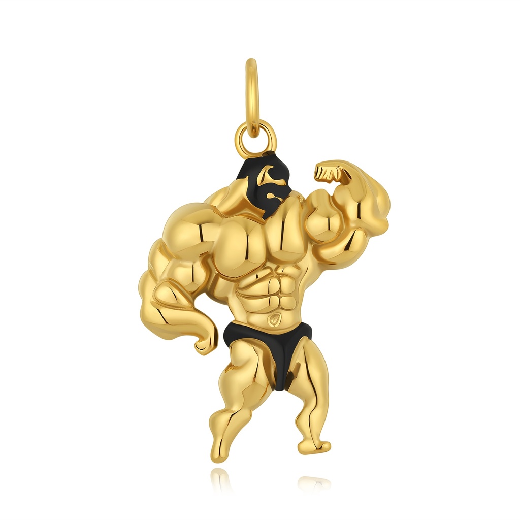 Gold Bodybuilder Pendant – Strength, Fitness, Dedication, Bold Muscle Power
