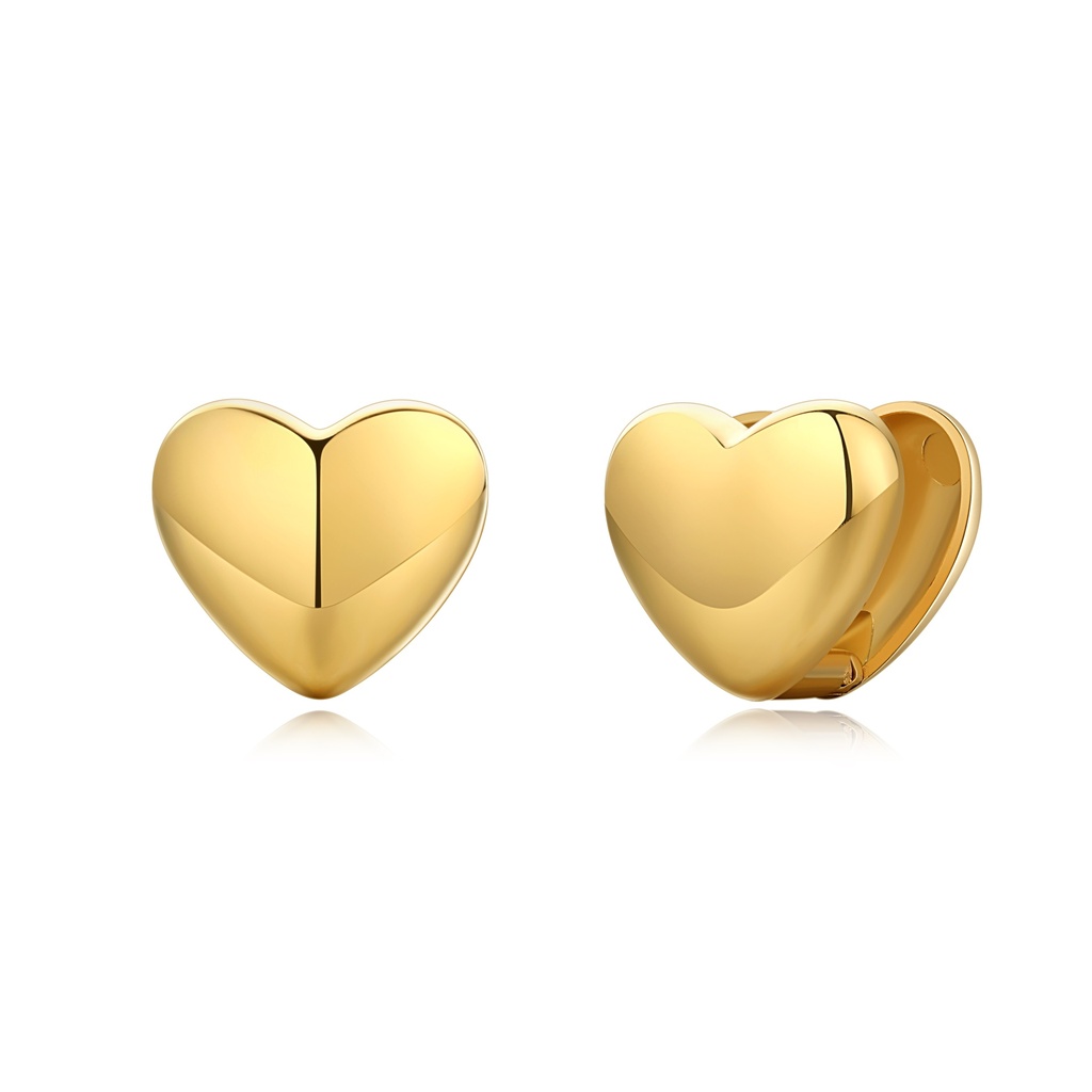 Gold Heart Clip-On Earrings Stainless Steel No Stone Design