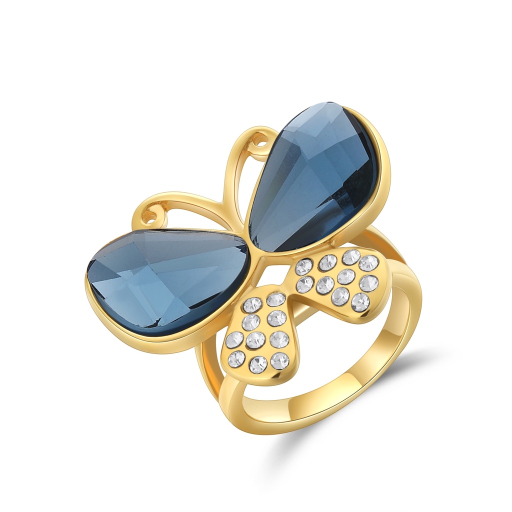 Blue Crystal Butterfly Fashion Ring