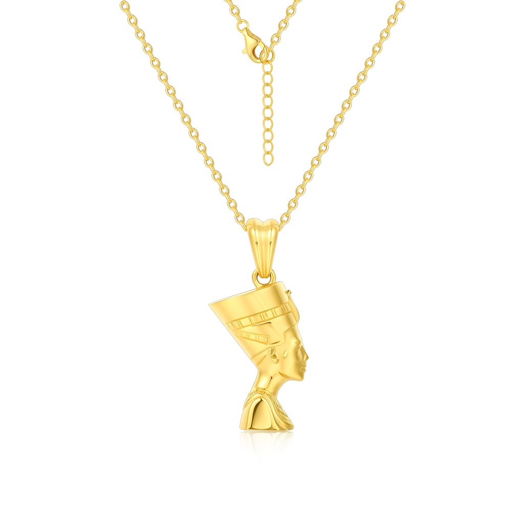 Gold Nefertiti Pendant Necklace Egyptian Queen Jewelry for Women