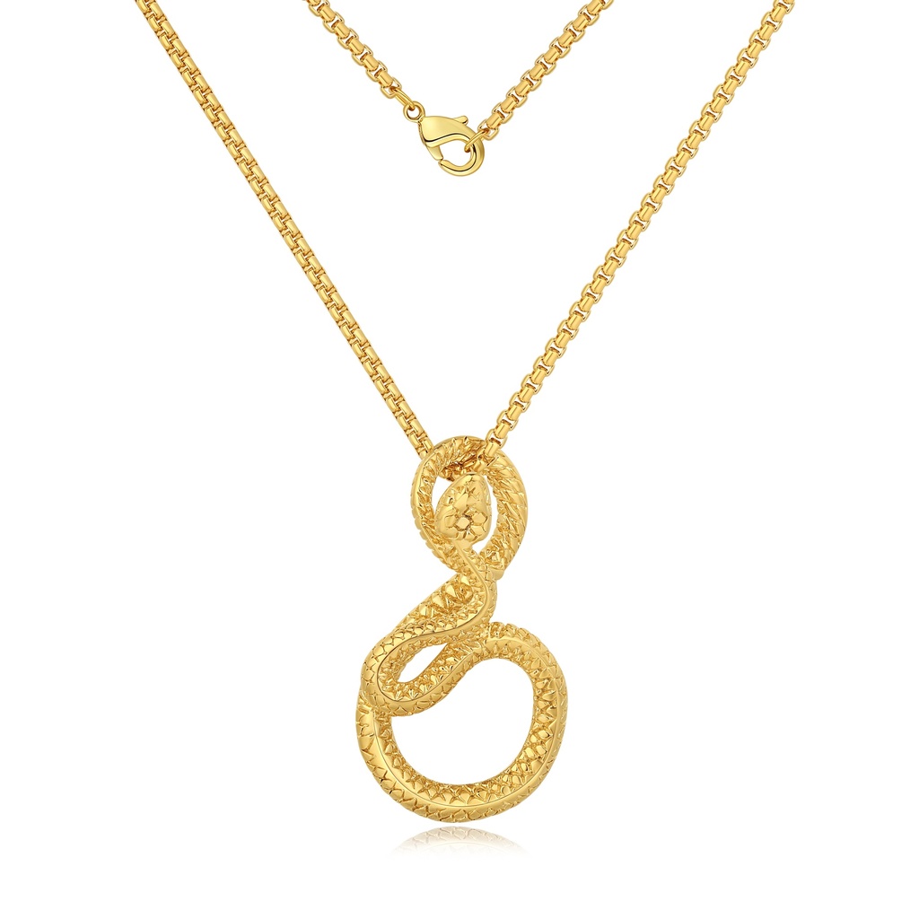 Gold Plated Stainless Steel Snake Pendant Necklace for Women