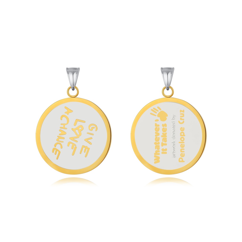 Gold Stainless Pendant with “Give Love A Chance” Engraving