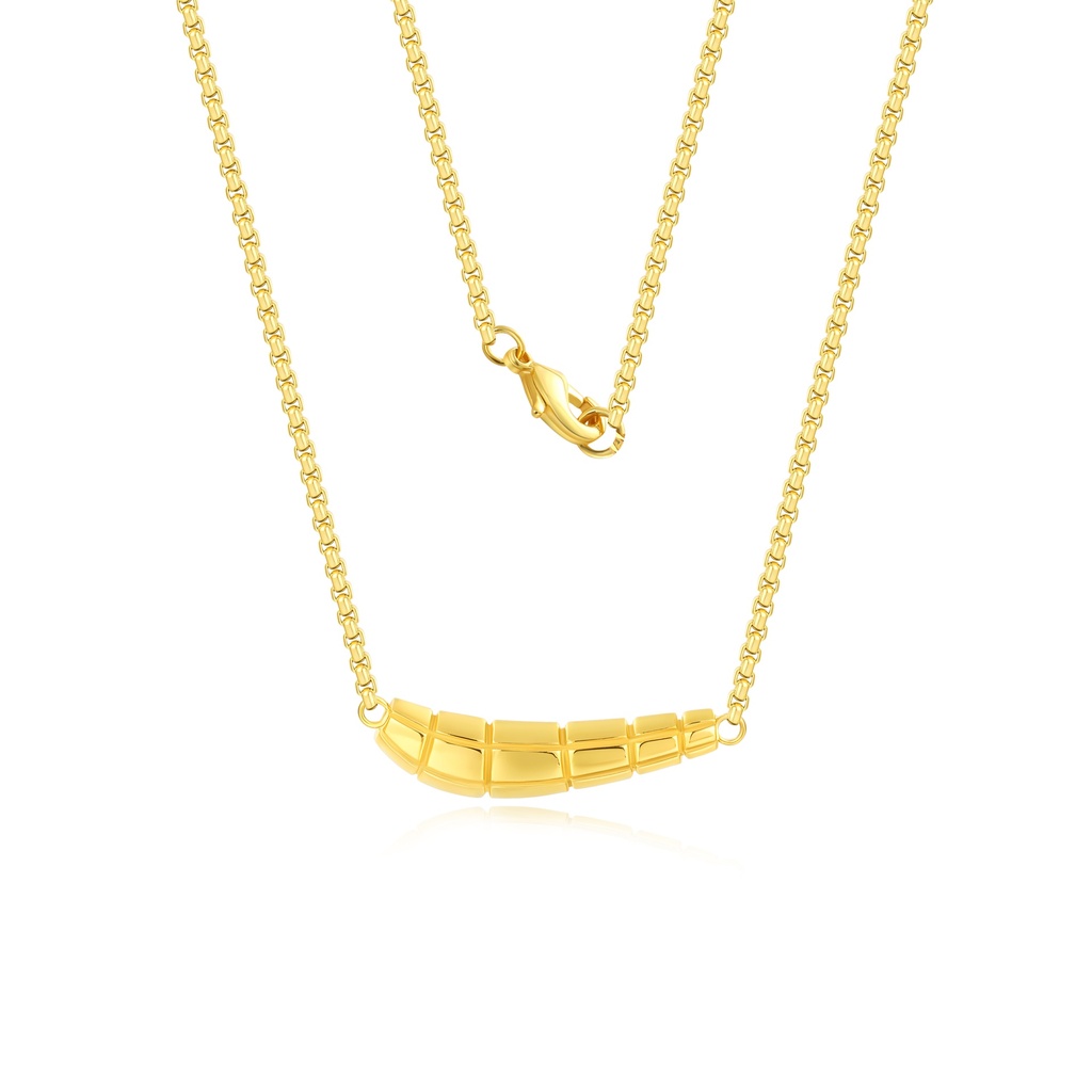 Gold Stainless Steel Curved Bar Necklace with Modern Design