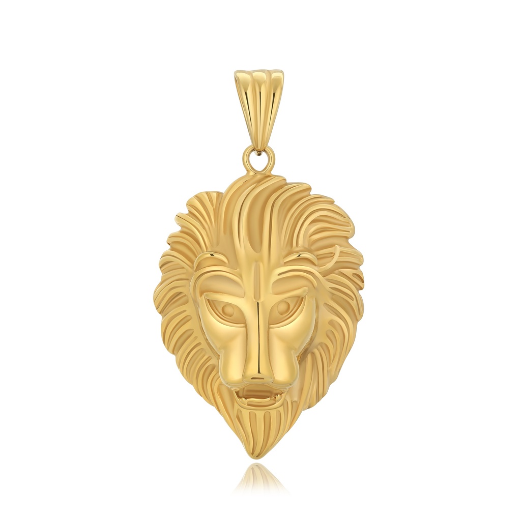 Gold Stainless Steel Lion Pendant Fierce Bold Men’s Jewelry