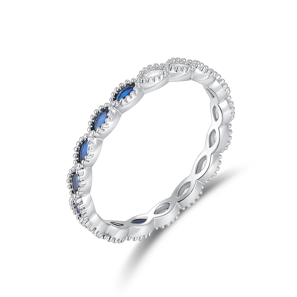 Blue Zircon Marquise Eternity Brass Band Ring