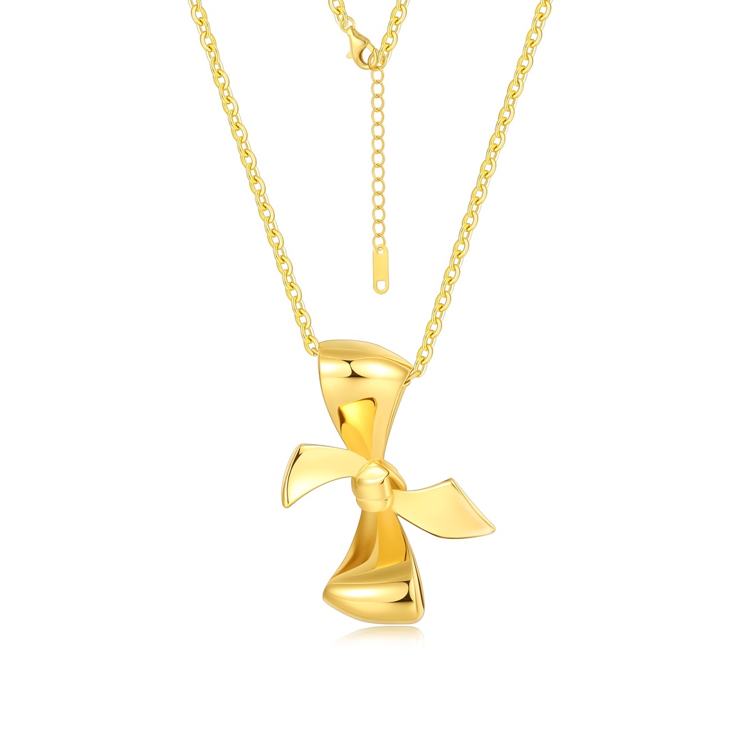 Gold Stainless Steel Propeller Pendant Necklace for Trendy Statement Looks