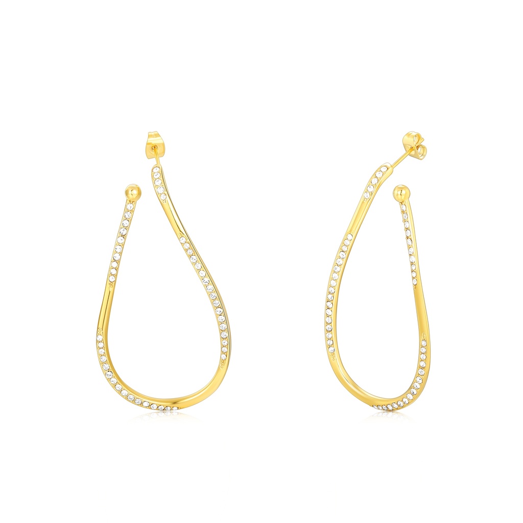 Gold Teardrop Earrings with Crystal Inlay for Elegant Night Glam