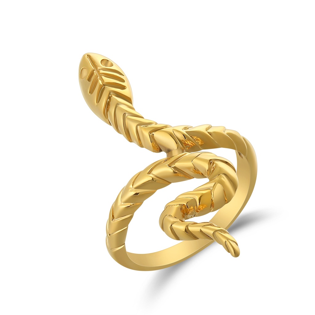 Gold-Tone Stainless Steel Snake Wrap Ring