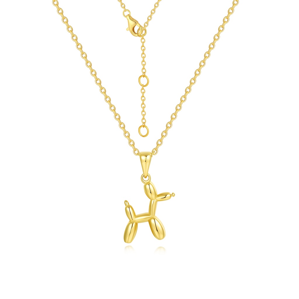 Golden Balloon Dog Pendant Necklace – Playful Modern Jewelry Charm