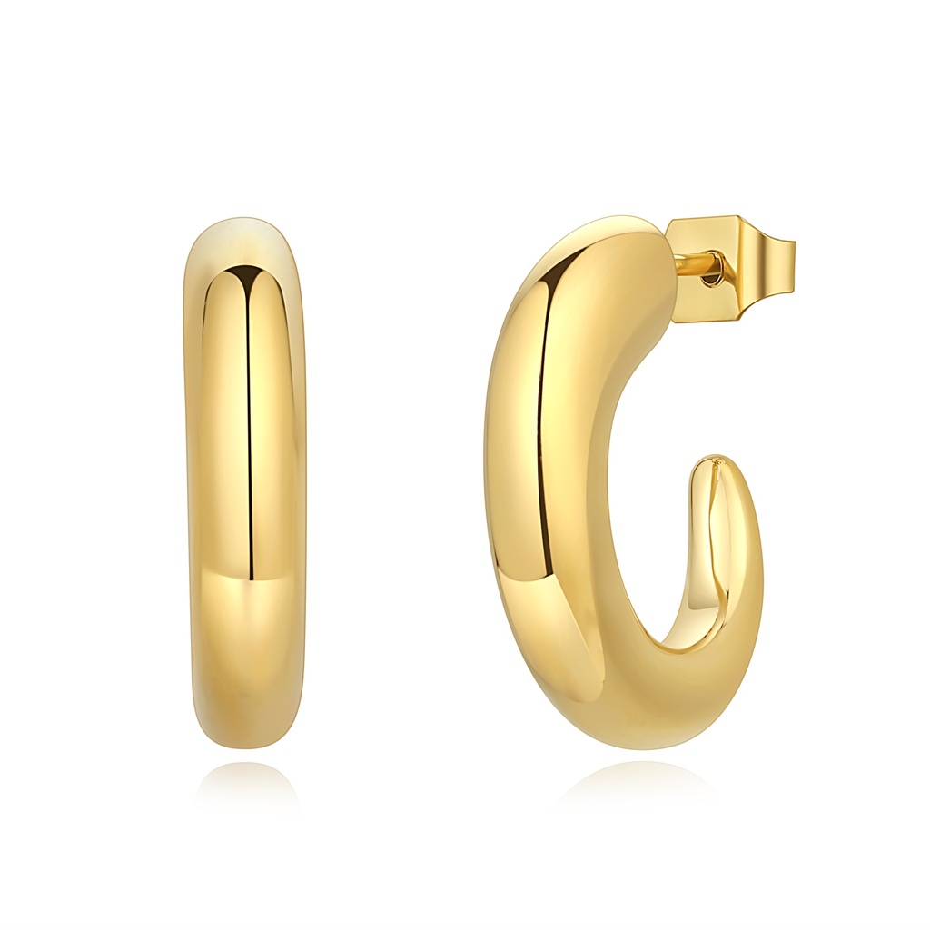 Bold Chunky Hoop Earrings Gold Stainless Steel Minimalist Design