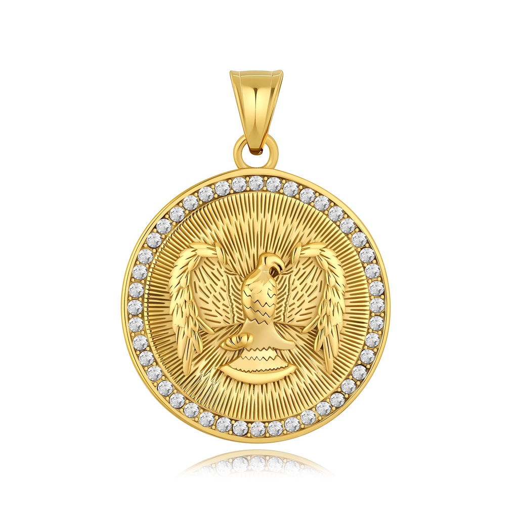 Golden Eagle Medallion Pendant – Power, Freedom, Prestige, Crystal-Styled Strength