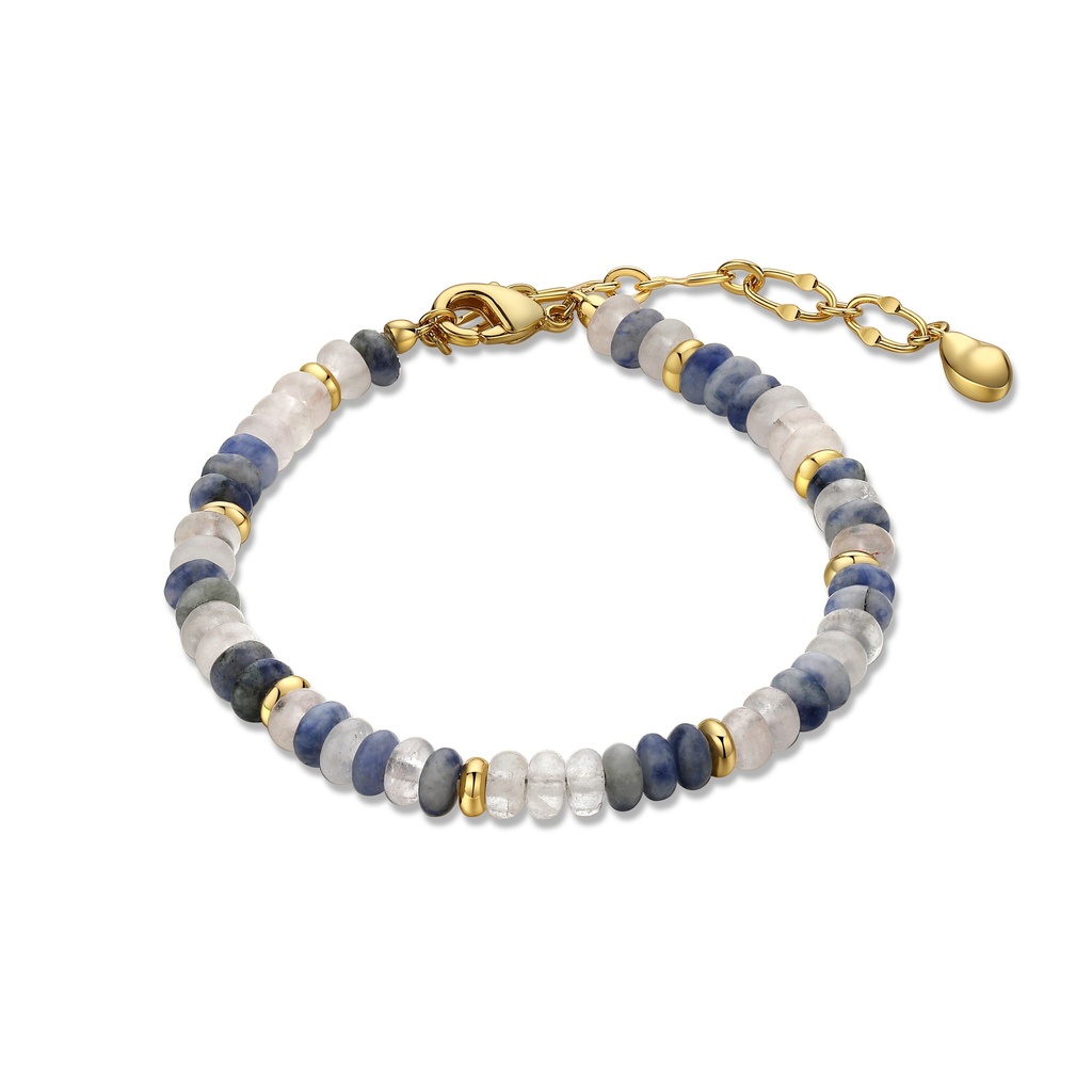 Bold Crystal Beaded Bracelet with Blue Hues and Gold Details