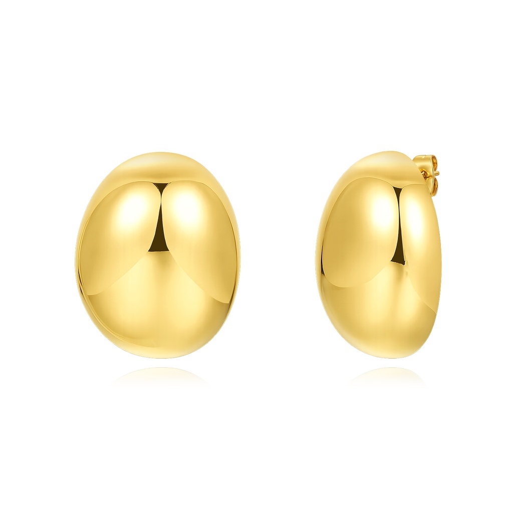 Bold Dome-Shaped Gold Stainless Steel Earrings for Elegant Style