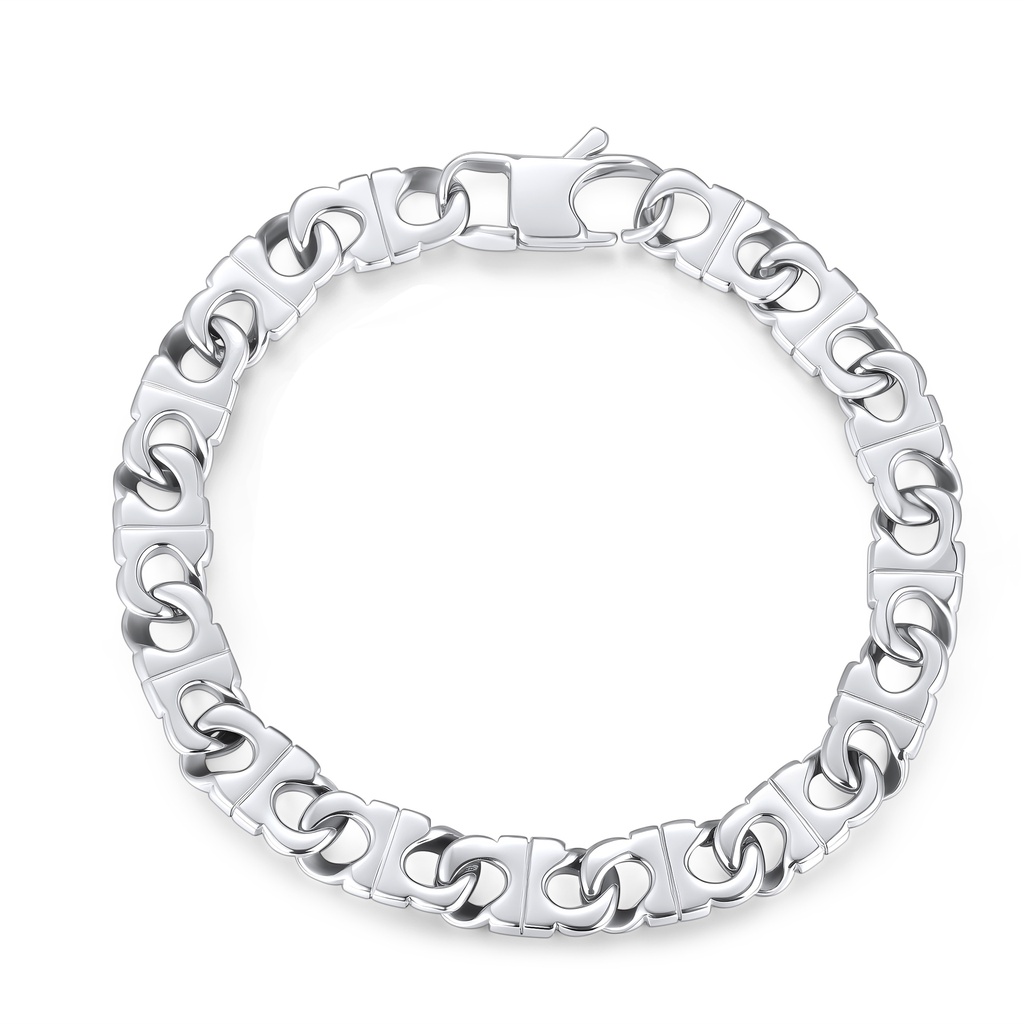 Heavy-Duty Polished Chain Stainless Steel Bracelet for Men