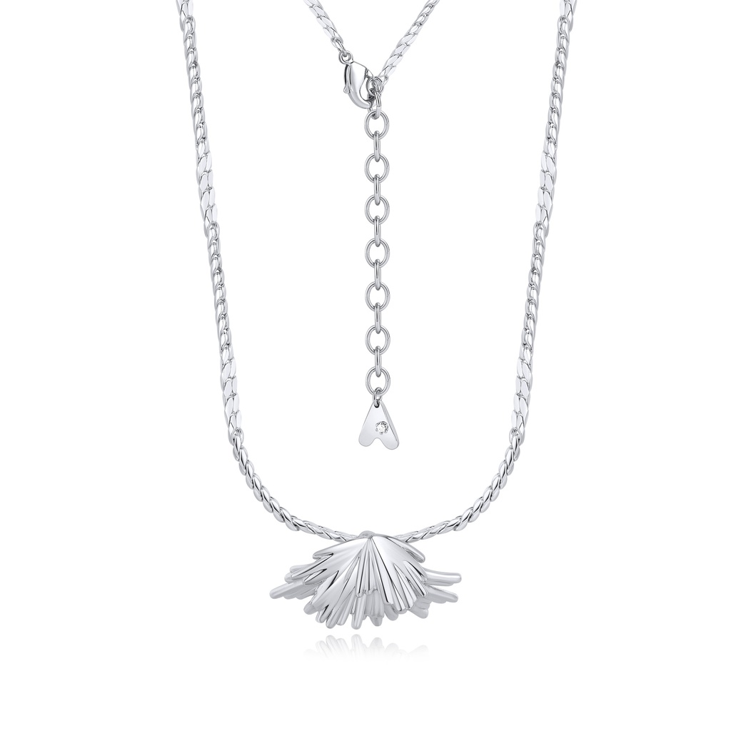 Layered Silver Chain Necklace with Radiant Ocean Shell Charm