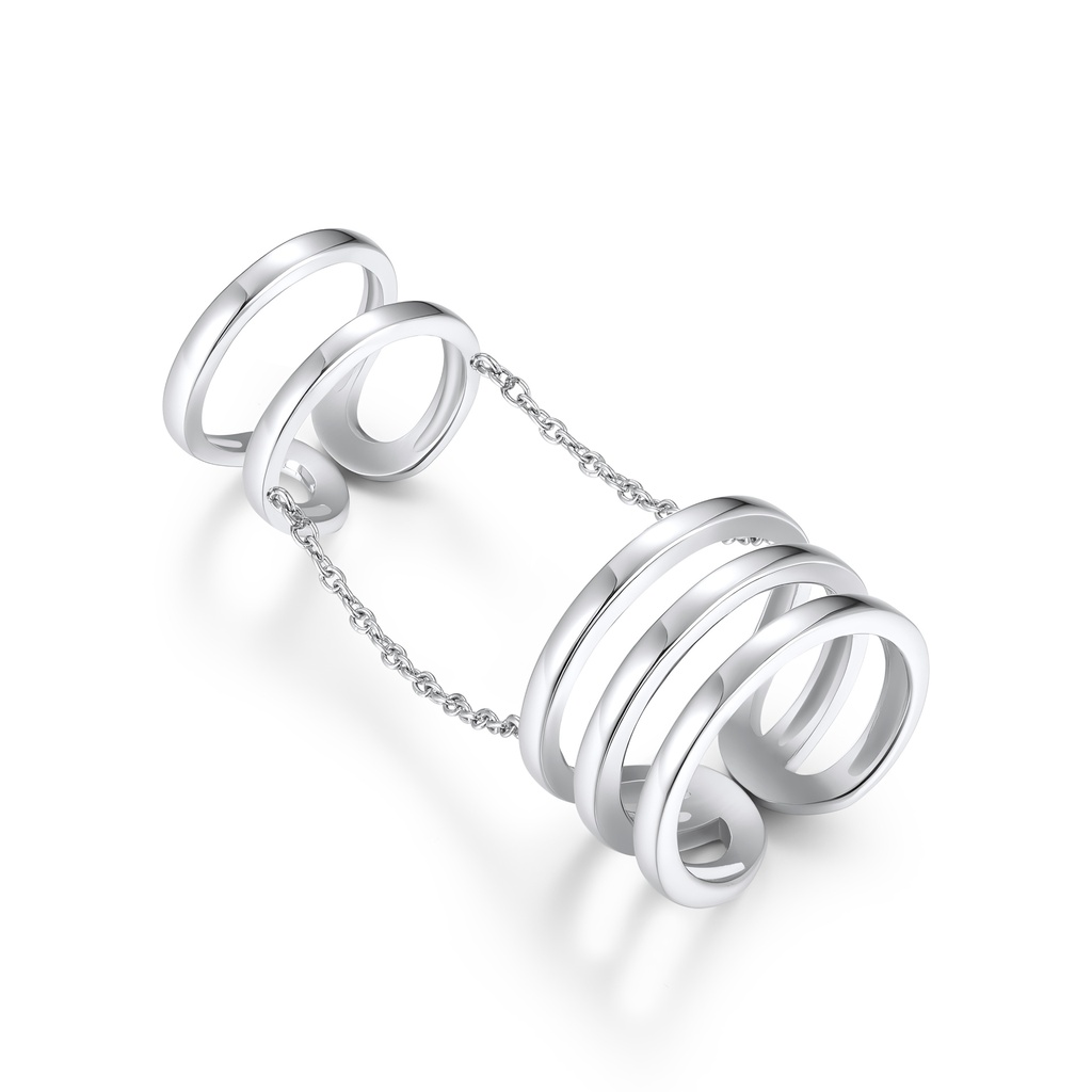 Linked Spirals – Modern Stainless Steel Double Ring Design