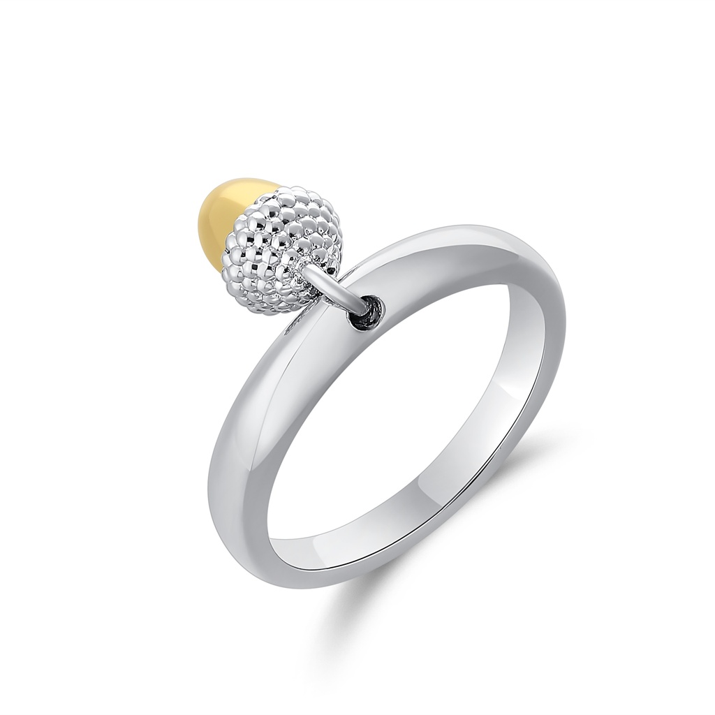 Acorn Charm Ring in Silver and Gold Dual Tones