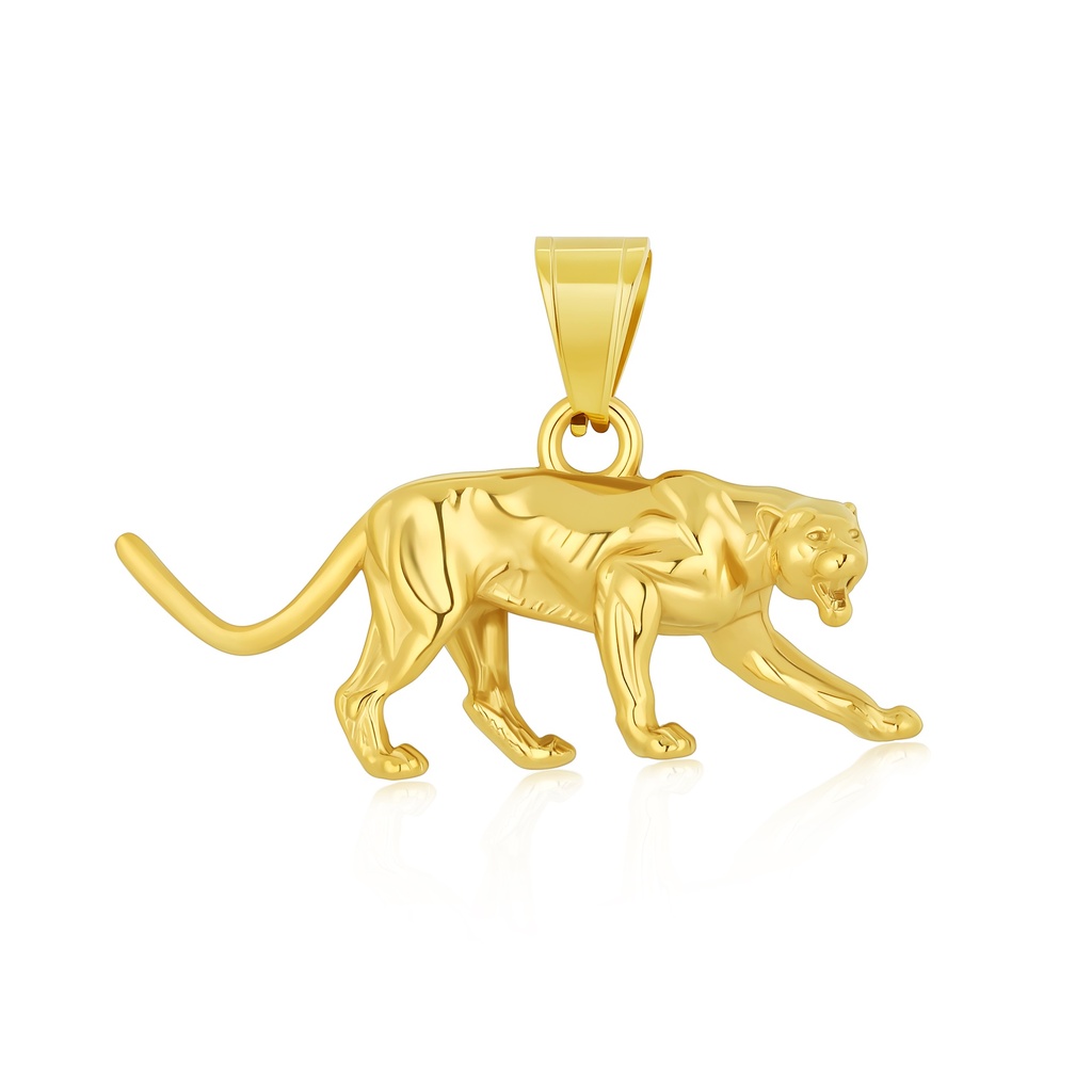 Bold Gold Panther Pendant Necklace Stainless Steel Animal Jewelry