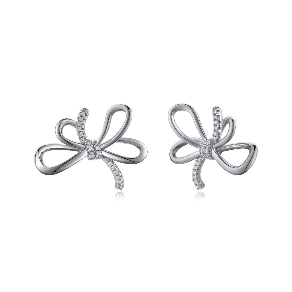 Luxe Abstract Ribbon Drop Earrings with Zircon Detailing