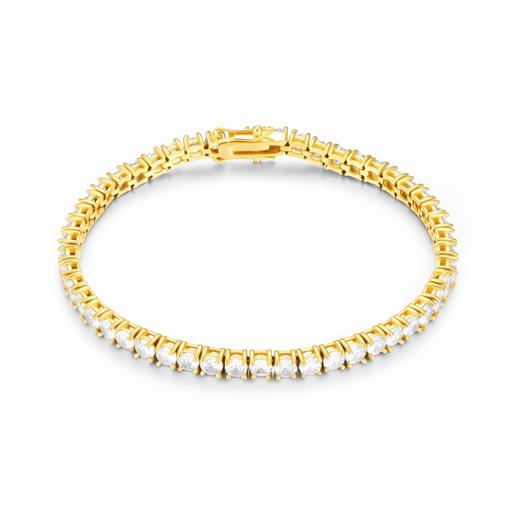 Luxurious Gold-Plated Stainless Steel Tennis Bracelet with Sparkling Stones