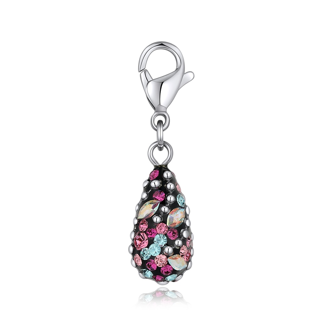 Miniature Multicolor Teardrop Pendant – Silver Tone Accent