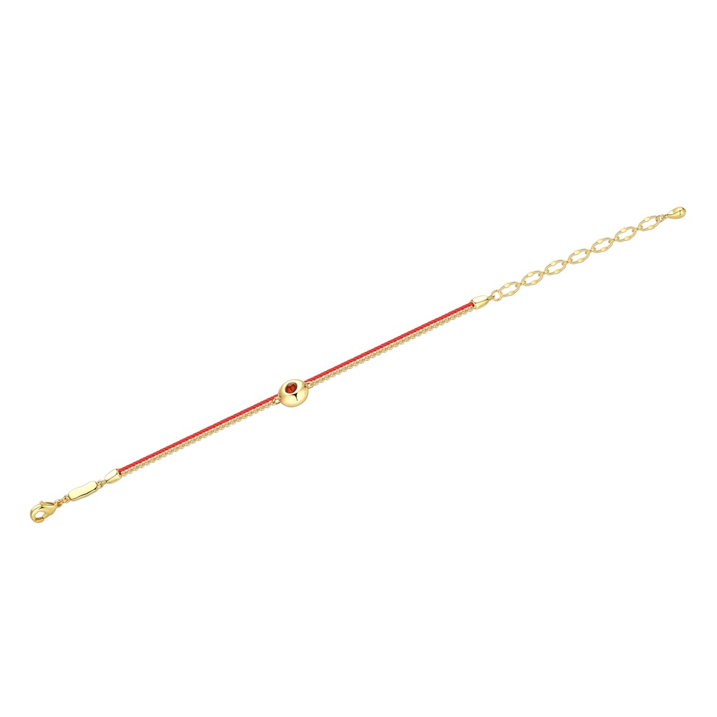 Minimal Gold Bead Red Rope Bracelet with Adjustable Chain