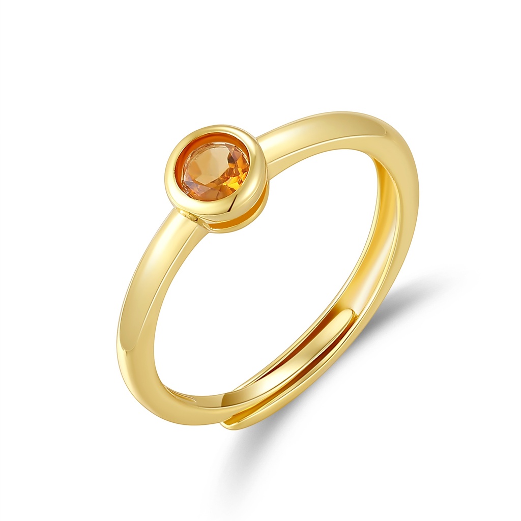Minimalist Gold Ring with Round Citrine Gemstone for Elegance