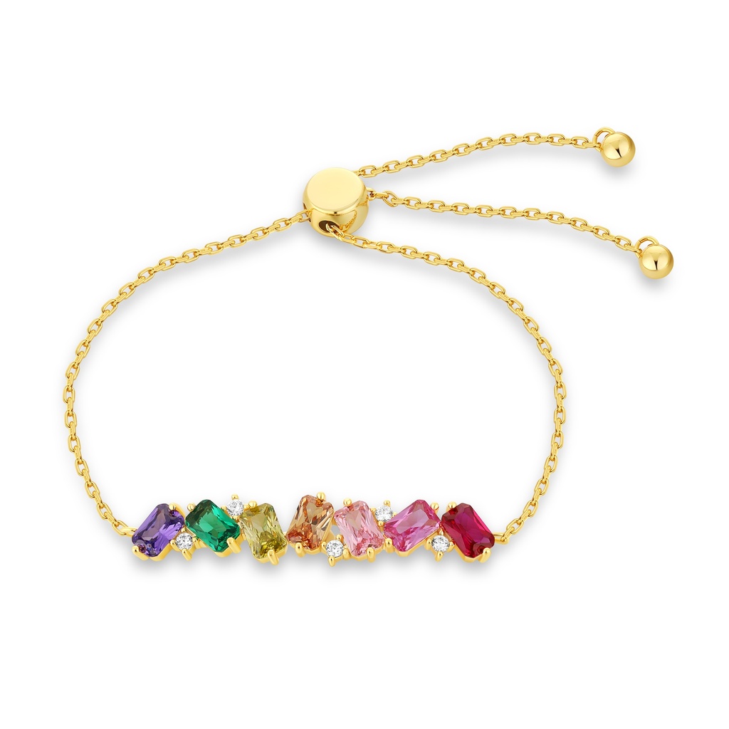Adjustable Gold Rainbow Crystal Bracelet for Vibrant Everyday Elegance