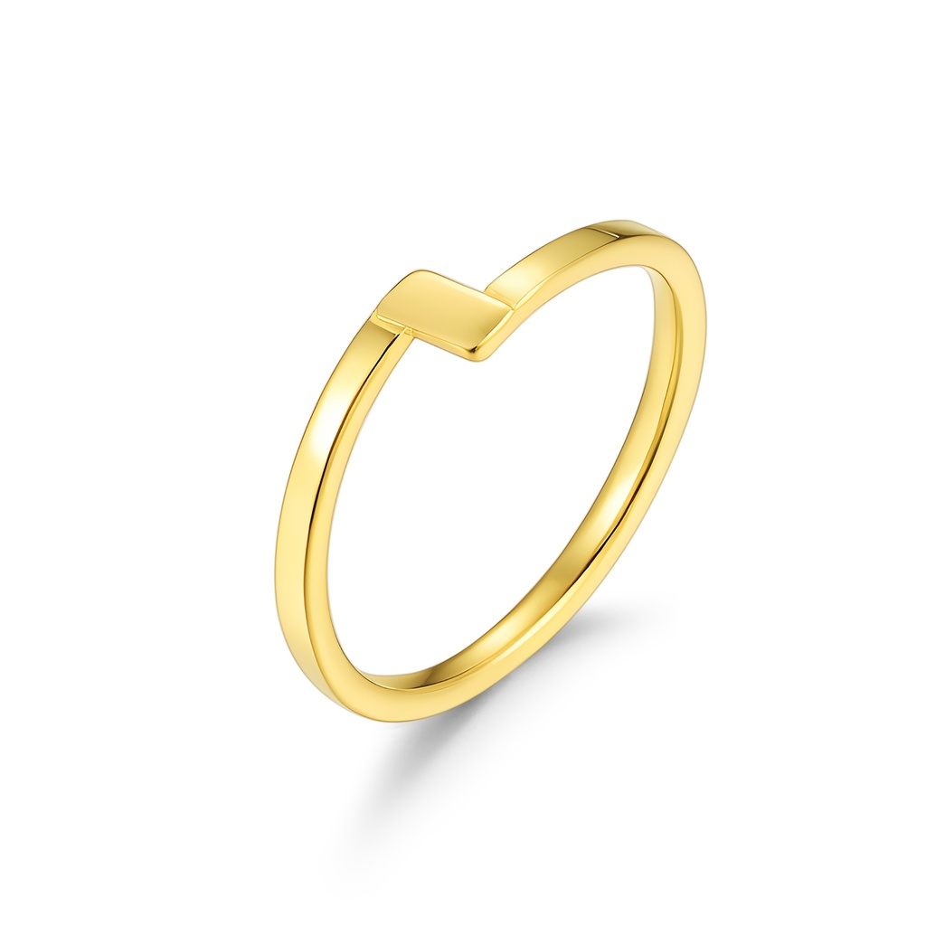 Minimalist Gold Stainless Steel Ring with Offset Square Detail