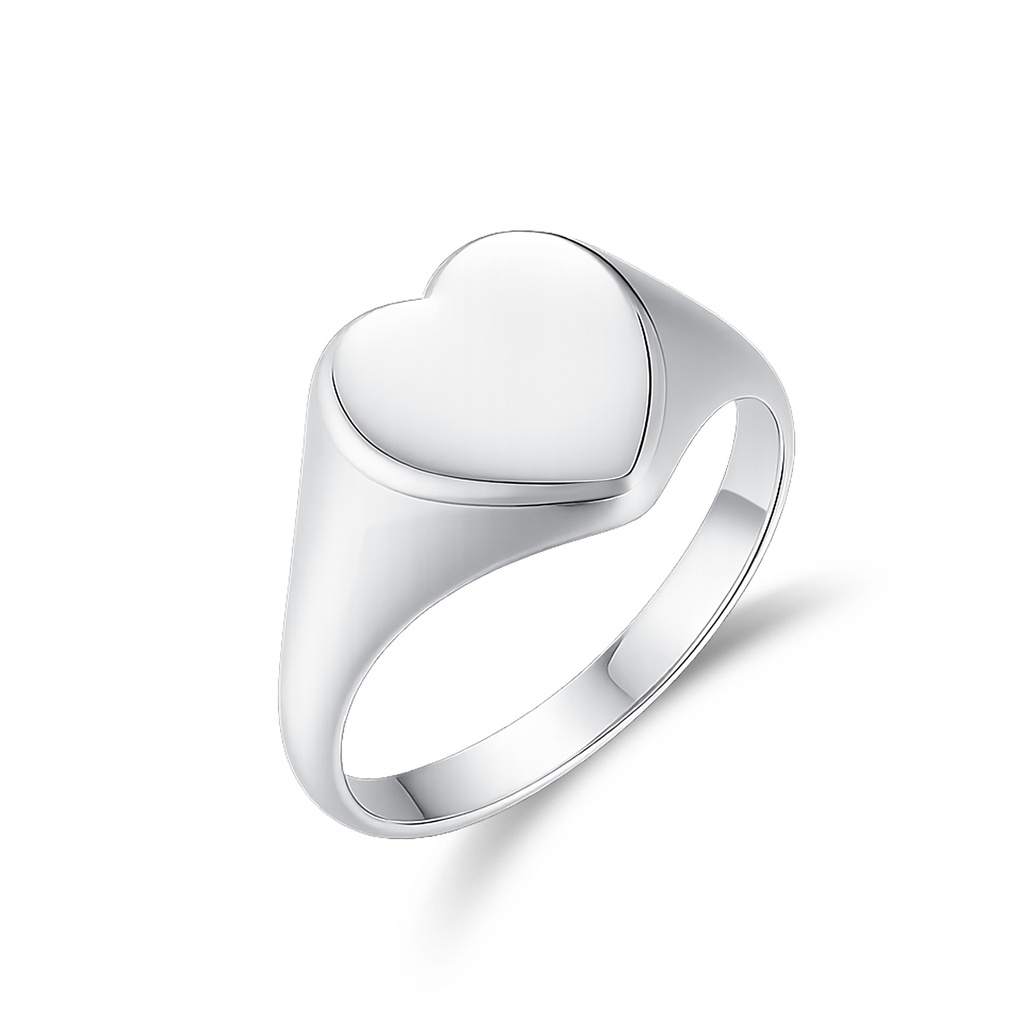 Minimalist Heart-Shaped Stainless Steel Ring in Polished Silver Finish