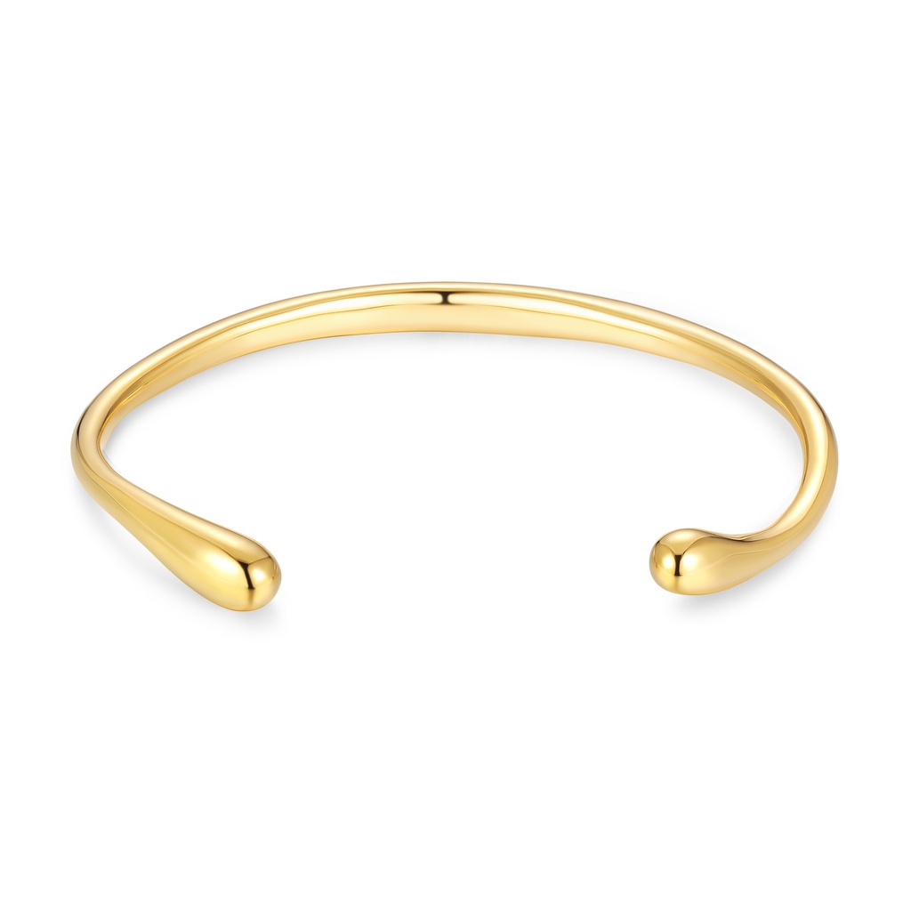 Minimalist Open Cuff Polished Gold-Tone Stainless Steel Bracelet