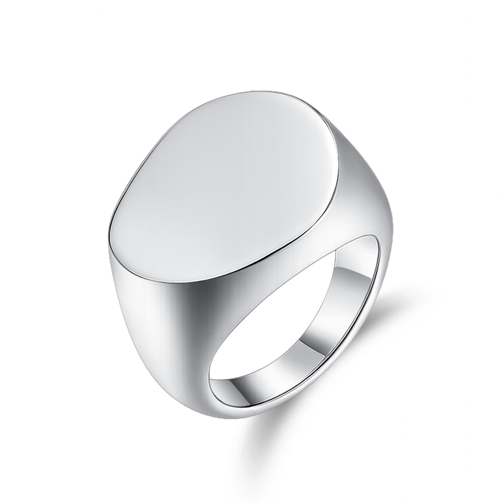 Minimalist Oval Stainless Steel Signet Ring for Everyday Style
