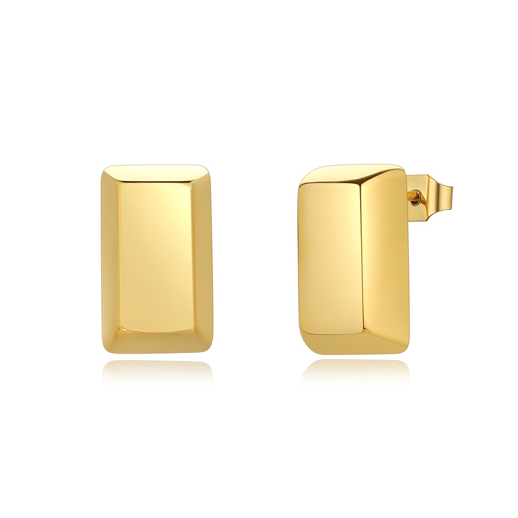 Minimalist Rectangular Gold Stainless Steel Stud Earrings for Women