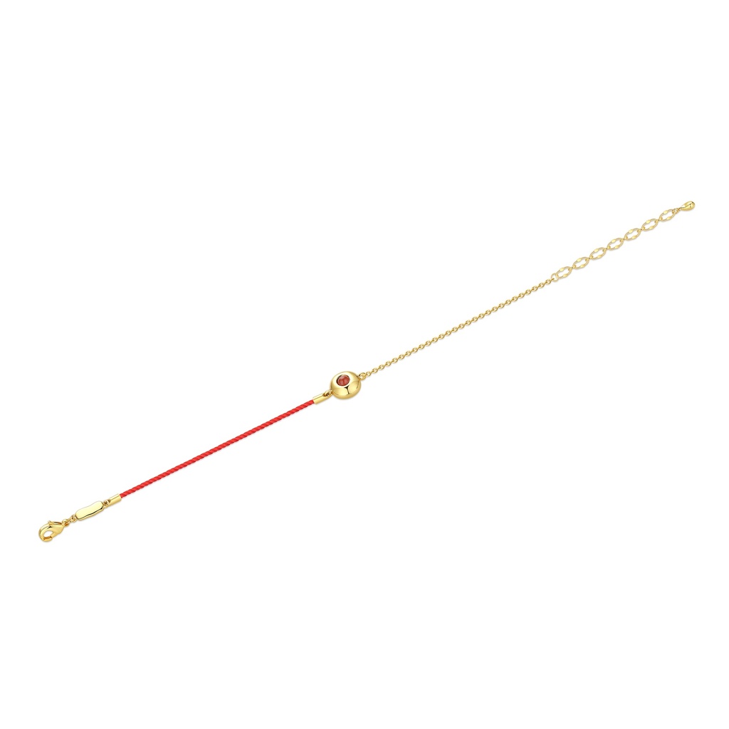 Minimalist Red Cord Bracelet with Gold Heart Accent
