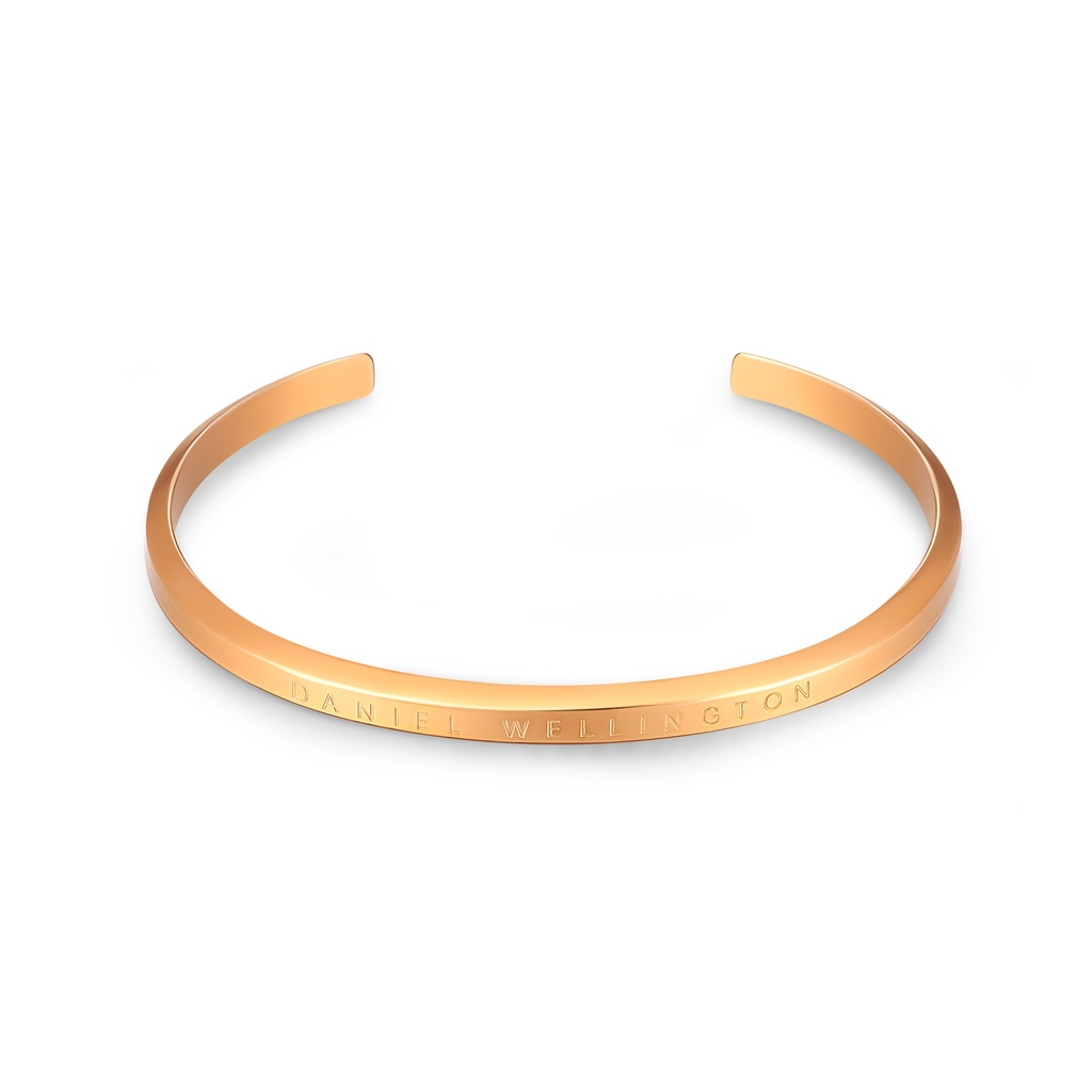 Minimalist Rose Gold Stainless Steel Cuff Bracelet with Engraved Lettering