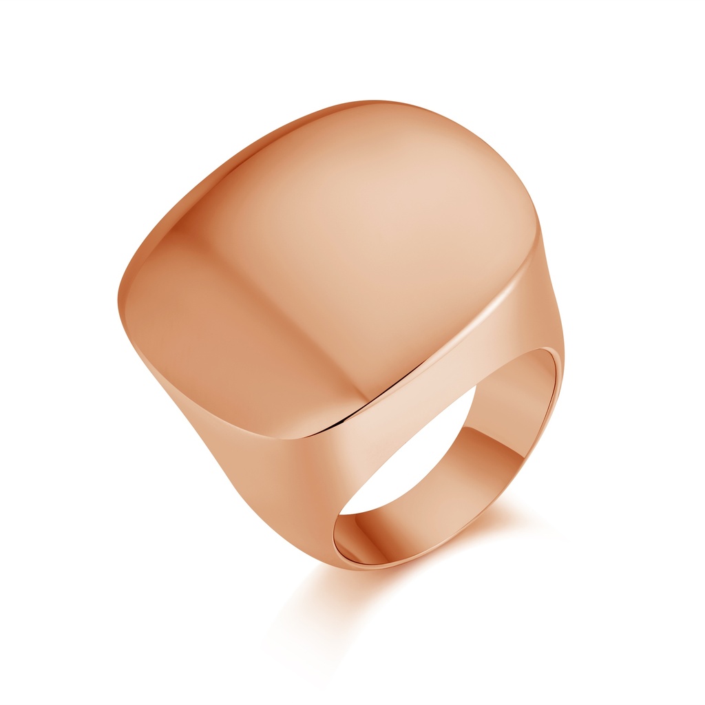 Minimalist Rose Gold Stainless Steel Ring with Dome Square Top