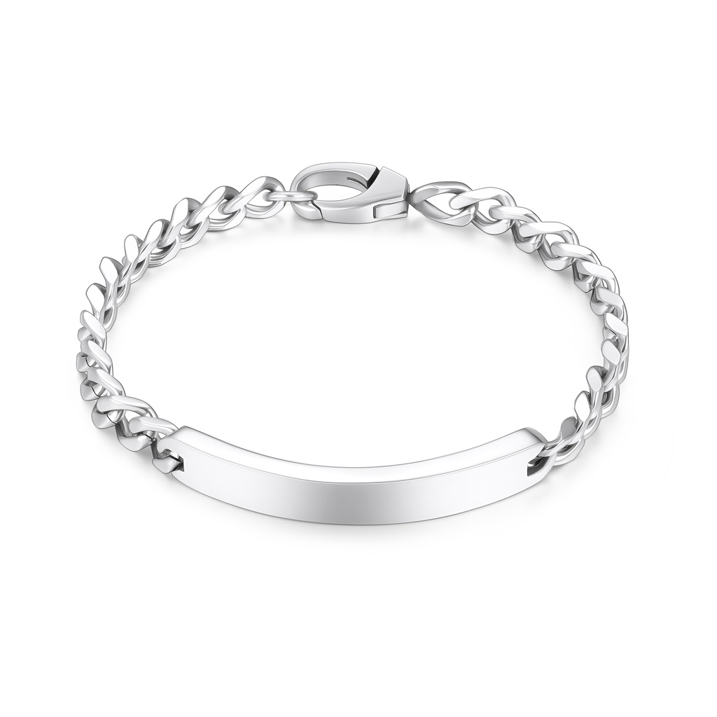 Minimalist Silver Stainless Steel ID Bracelet for Everyday Elegance