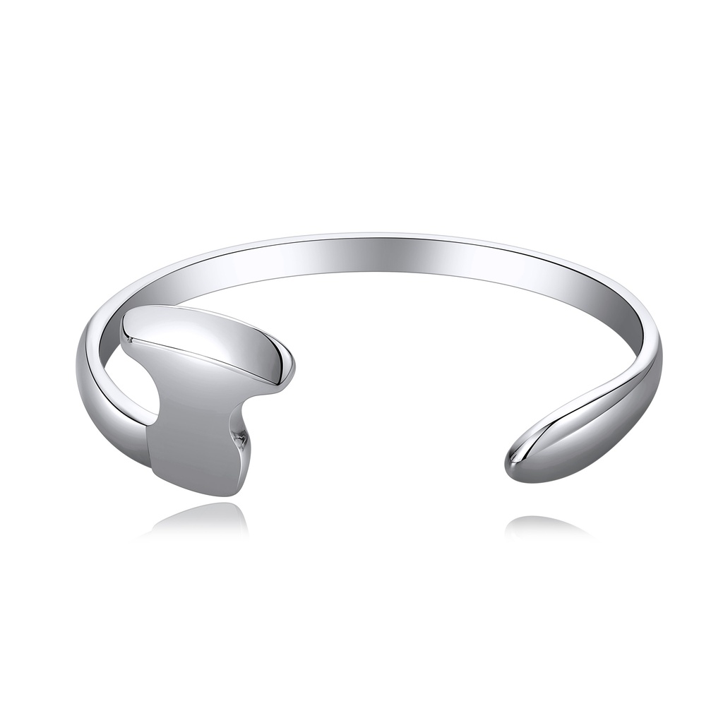 Minimalist Stainless Steel Cuff Bracelet with Modern Abstract Design