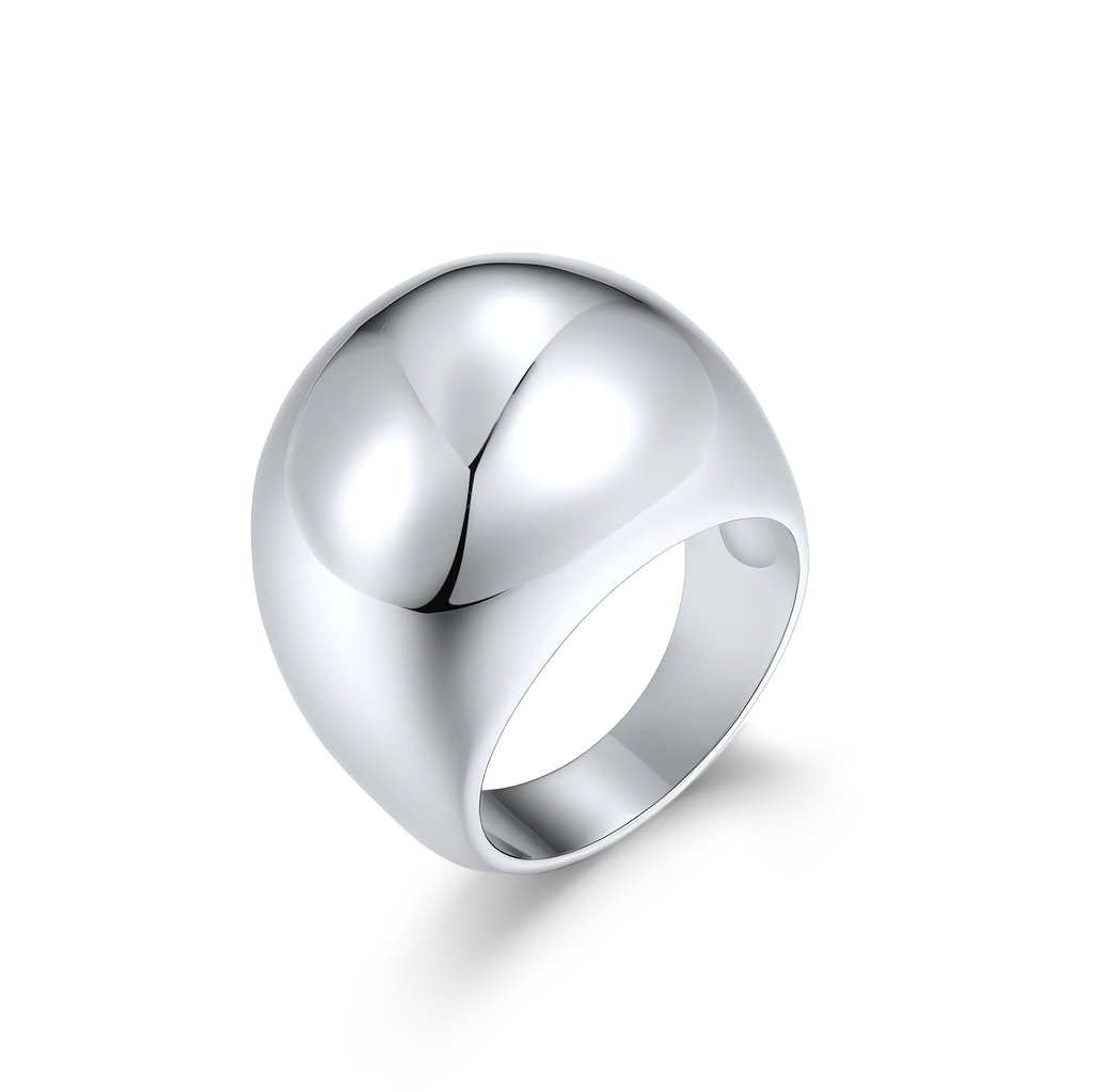 Minimalist Stainless Steel Dome Ring with Modern Polished Bold Design
