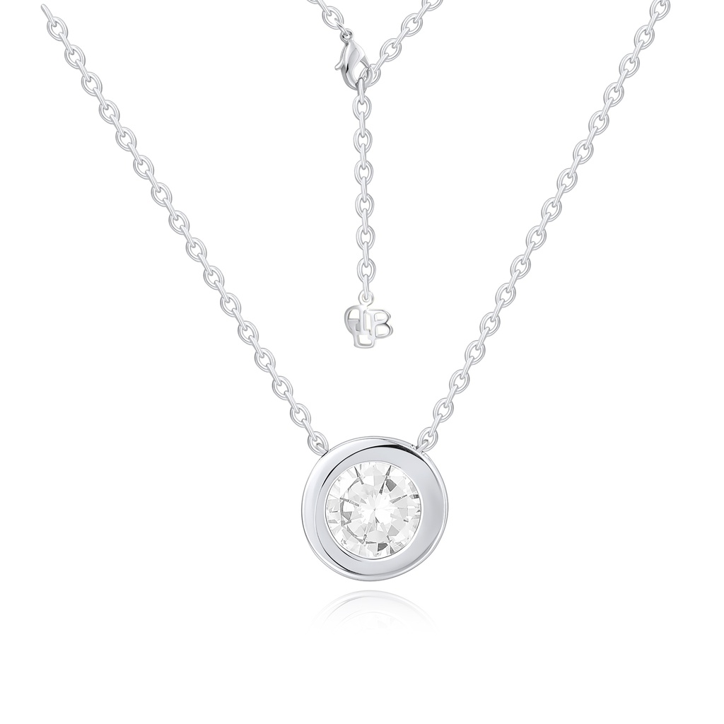 Minimalist Stainless Steel Necklace with Sparkling Round Crystal Pendant