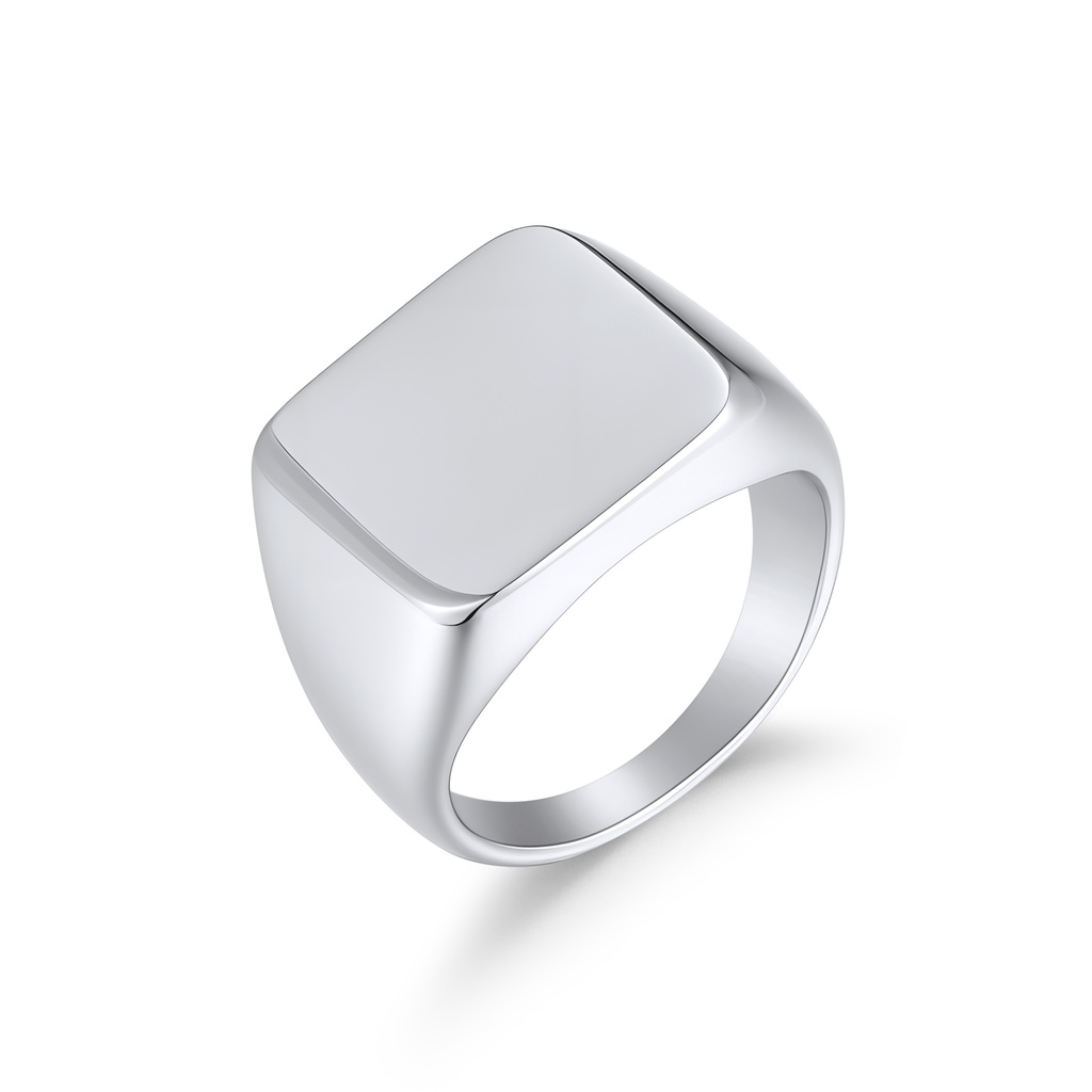 Minimalist Stainless Steel Signet Ring with Sleek Polished Square Face
