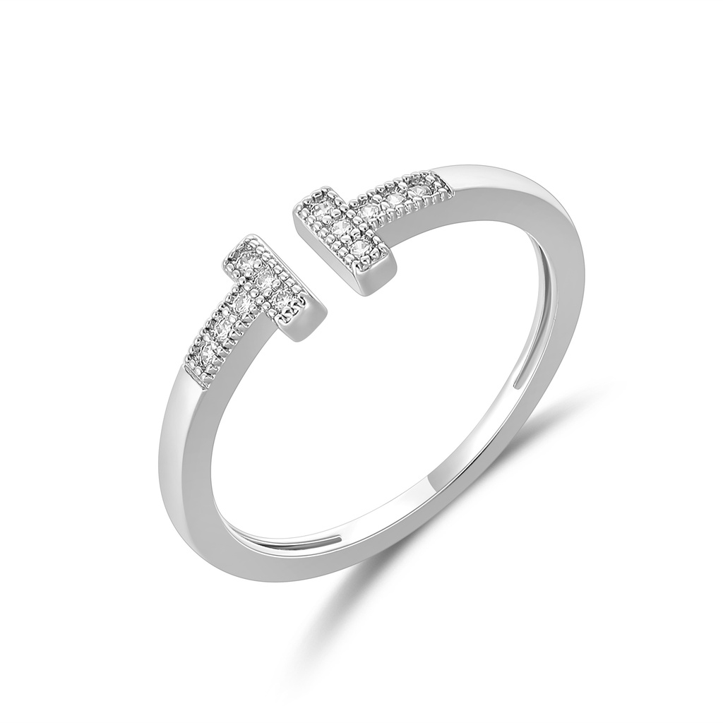 Minimalist Twin Bar Adjustable Brass Ring for Modern Style