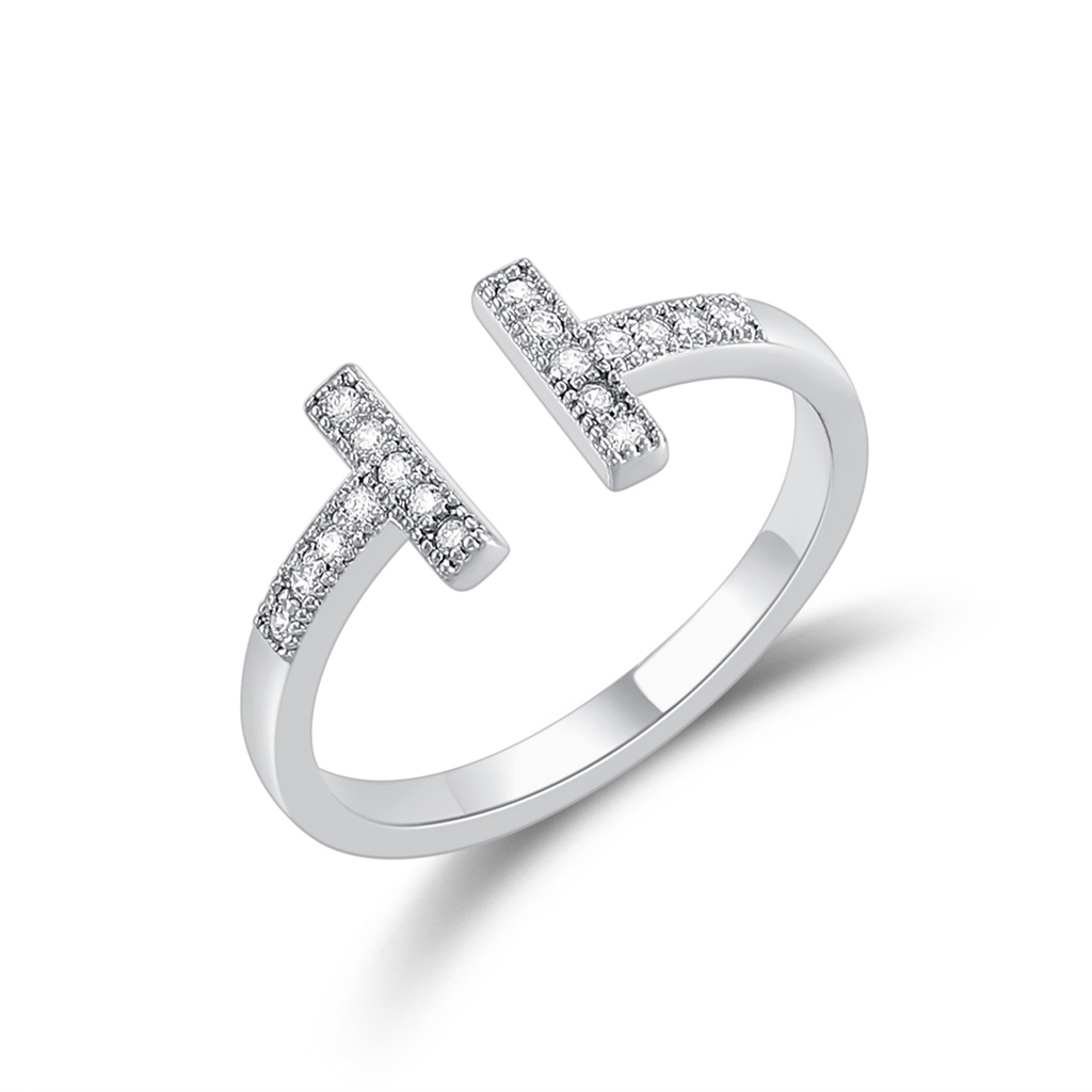 Minimalist Twin-Ended Open Ring with Dazzling Zircon Touch