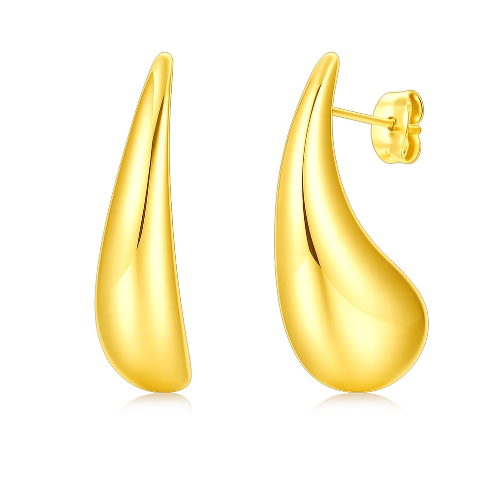 Modern Abstract Gold-Tone Stainless Steel Drop Earrings