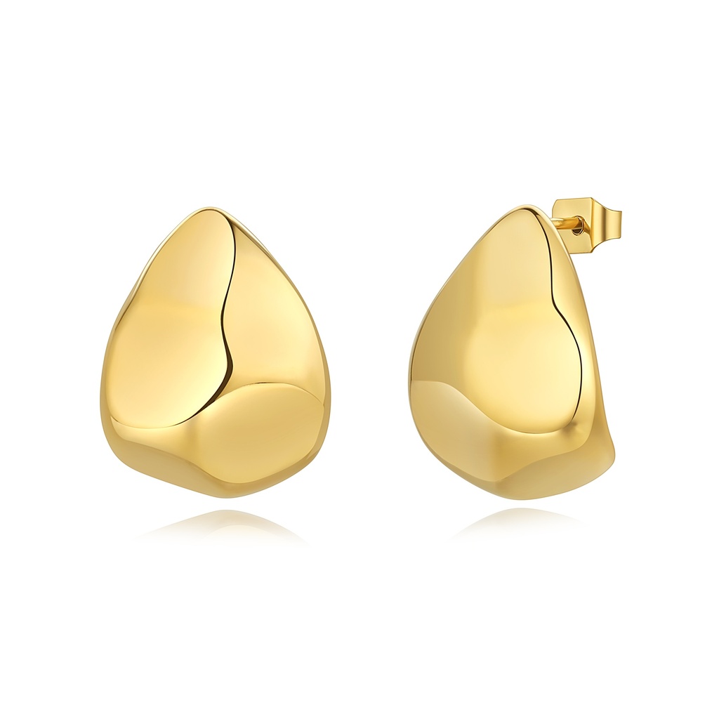 Modern Abstract Teardrop Earrings in Gold Plated Stainless Steel