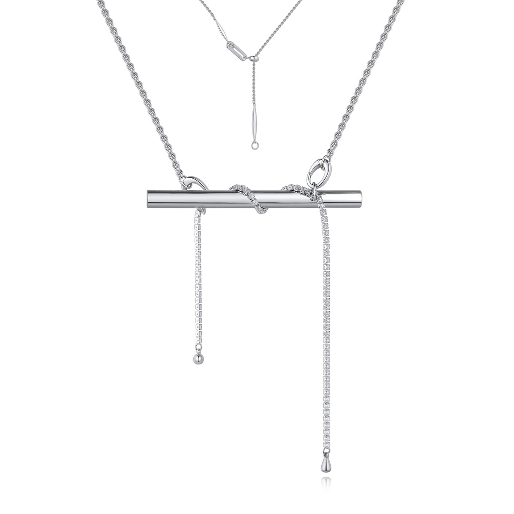 Modern Chic Rod Pendant Necklace with Draped Chain Detail
