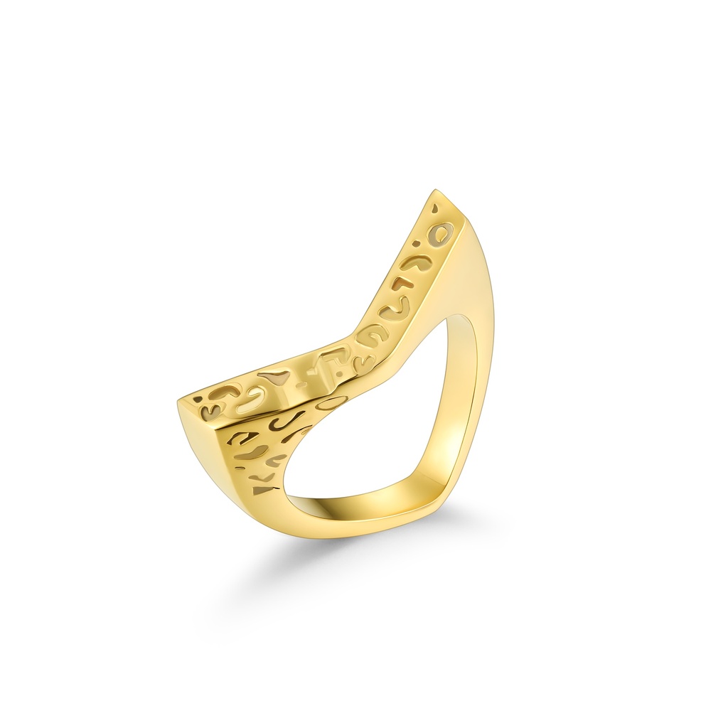 Modern Geometric Gold Stainless Steel Ring with Artistic Cutouts