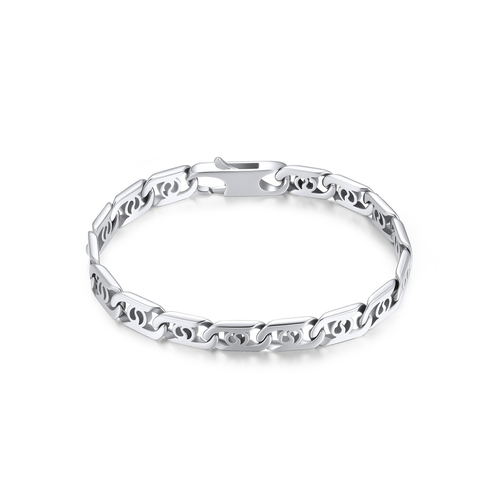 Modern Stainless Steel Bracelet with Stylish Flame-Inspired Link Pattern